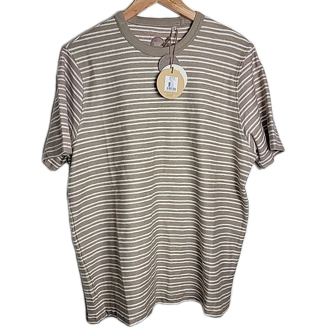 Common People Men&rsquo;s Linear Shirt Relaxed Fit Soft Cotton Taupe Size L NEW