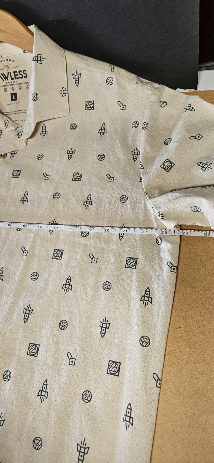Lawless Apparel Raw Cotton Space Invaders AOP Handmade In Peru Mens S/S Sz L