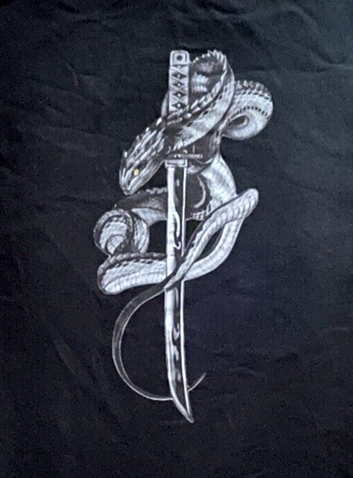 Snake Sword Mens XL Tee Shirt Black Grunge Biker We Are Not That Different Shirt