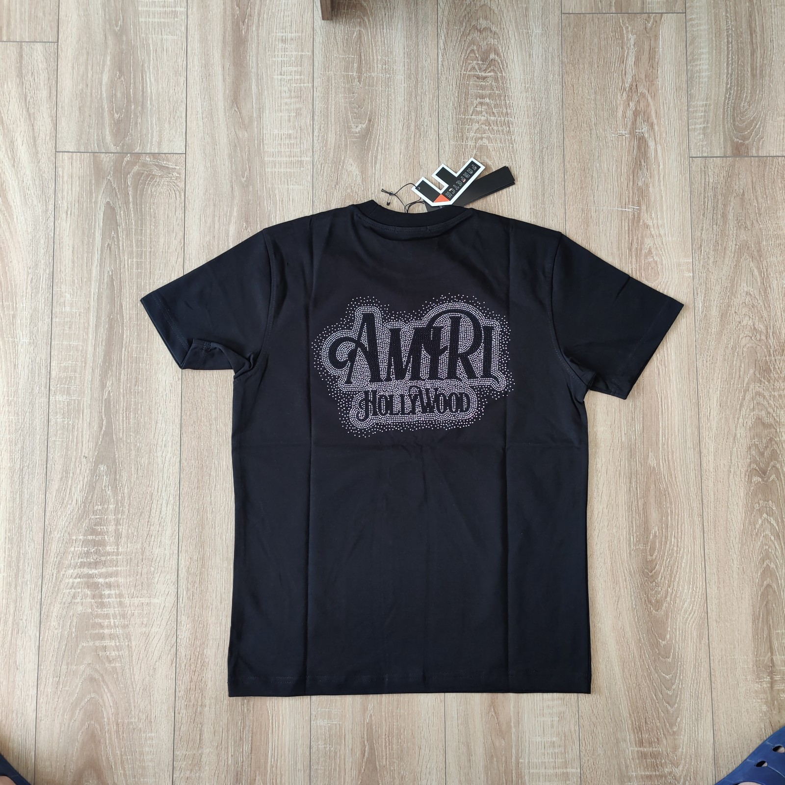 Mens Amiri Crew Neck T Shirt Short Sleeve Black US Slim Size Embroidered