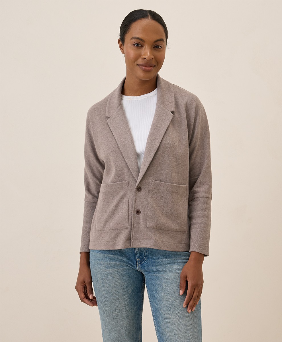 Pact Women&rsquo;s Airplane Relaxed Blazer Medium Deep Taupe Heather Top Outerwear