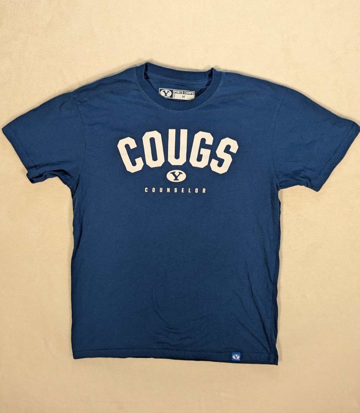 BYU Cougars T-shirt M Blue Sports Camp Counselor Sponsors Chick-fil-A on back