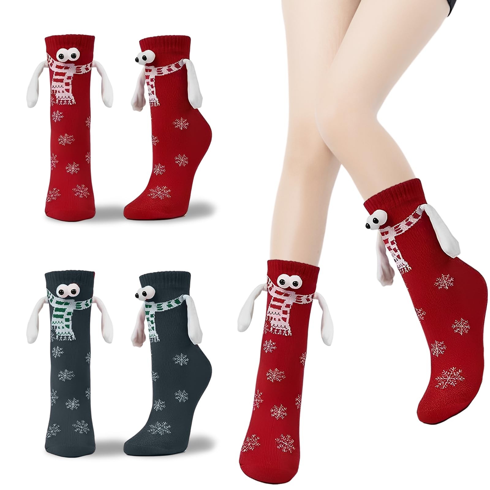 Holding Hands Socks2pcs Christmas SocksGreen&Red Couple Hands SockFriend Hand…