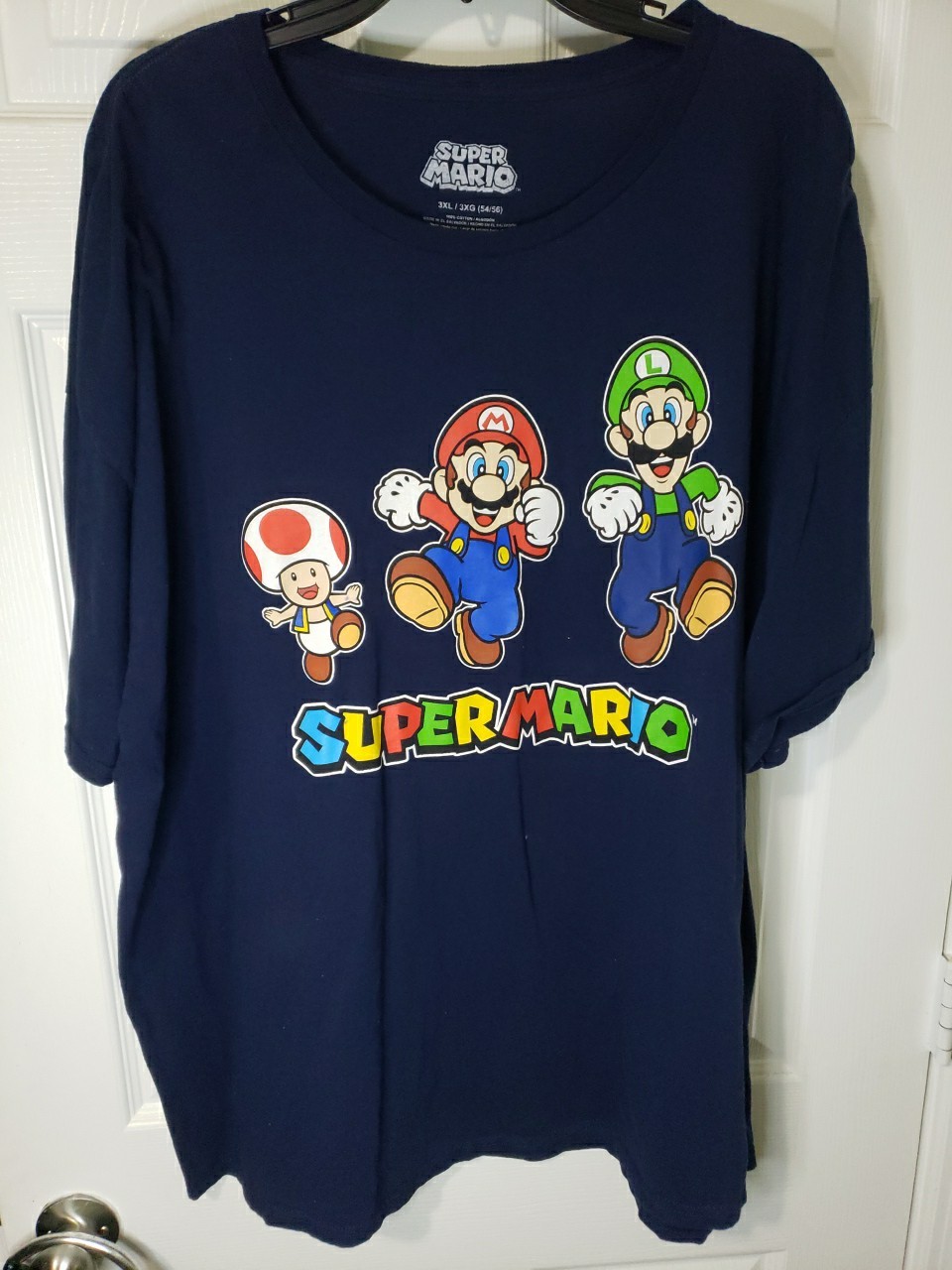 Super Mario Men&rsquo;s Toad Mario And Luigi Running Graphic Print T-Shirt (3XL, Navy)