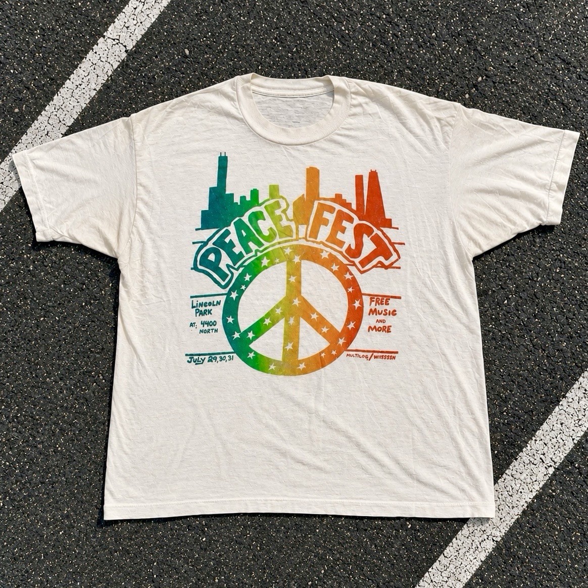 Vintage 1980’s Peace Fest Chicago Band Tees Tour Shirt Lincoln Park Festival