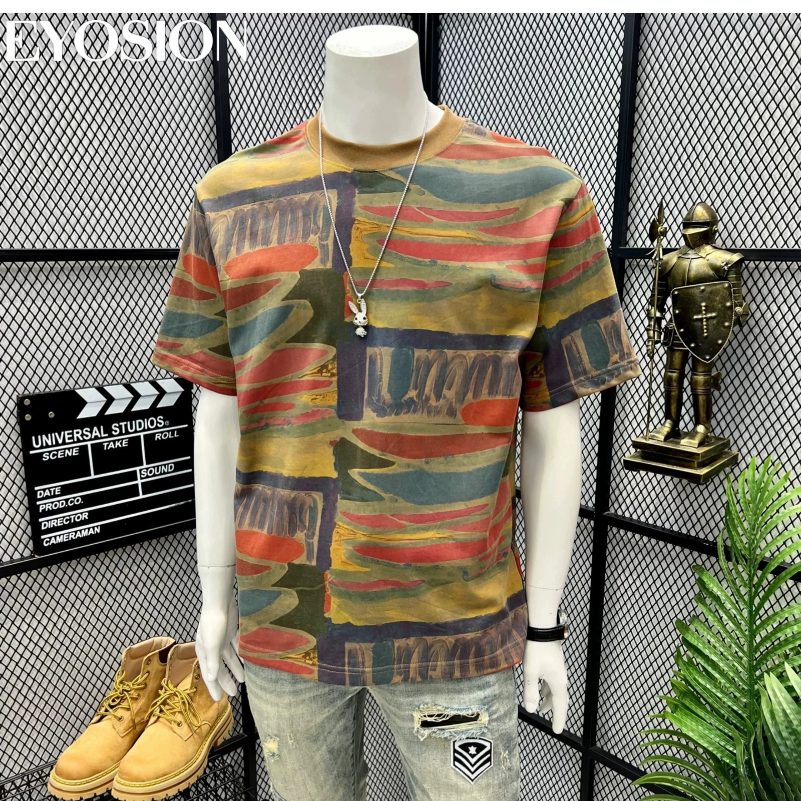 Men&rsquo;s Abstract Graffiti T-Shirt Summer Casual Retro Short Sleeve Cotton Tee