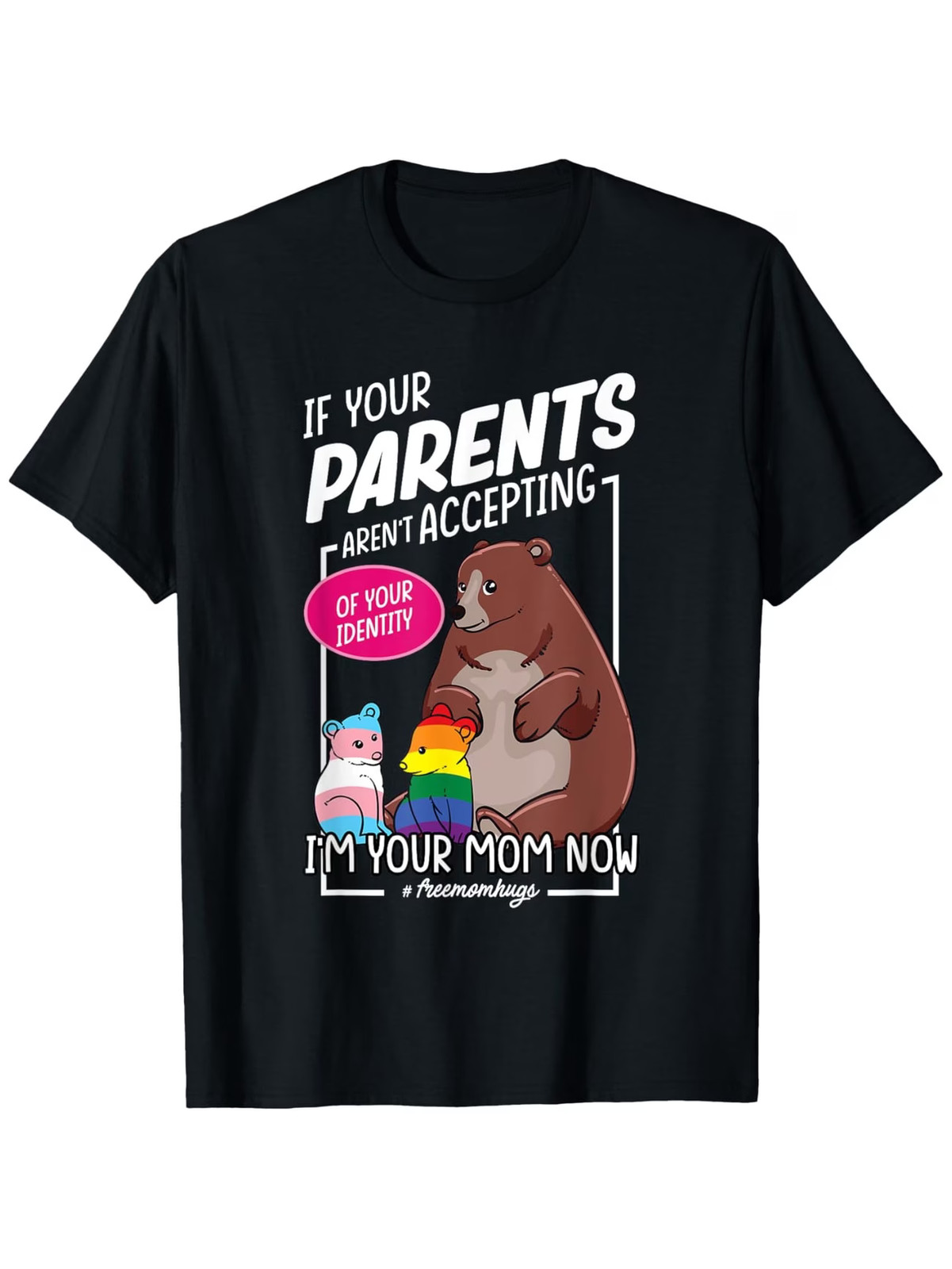 1pc Free Mom Hugs LGBTQ Pride T-Shirt – Proud Mama Bear Gay Rights Safe Space Ac
