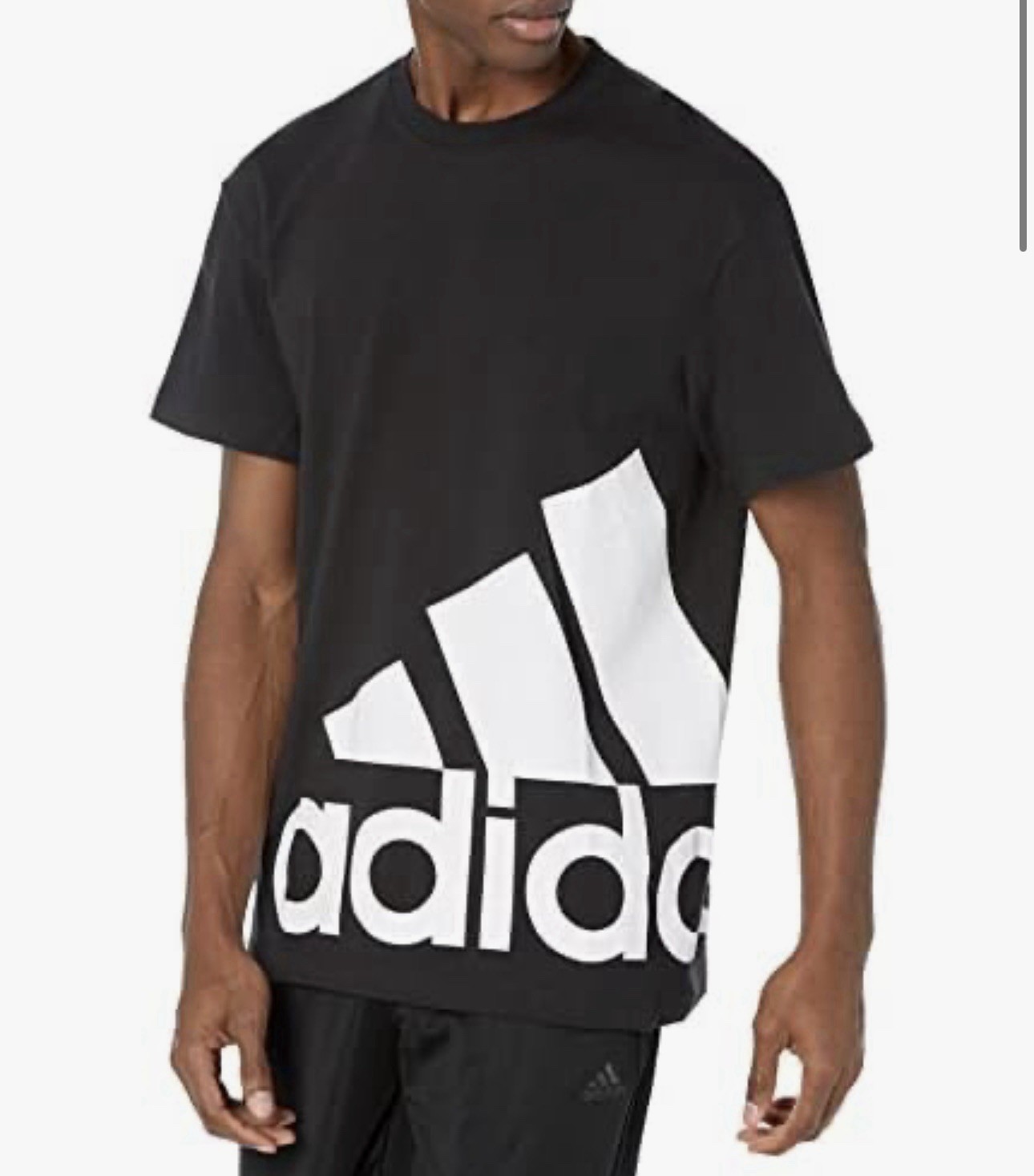 Adidas Men&rsquo;s Essentials Giant Logo Tee Black with White Logo T-Shirt Medium