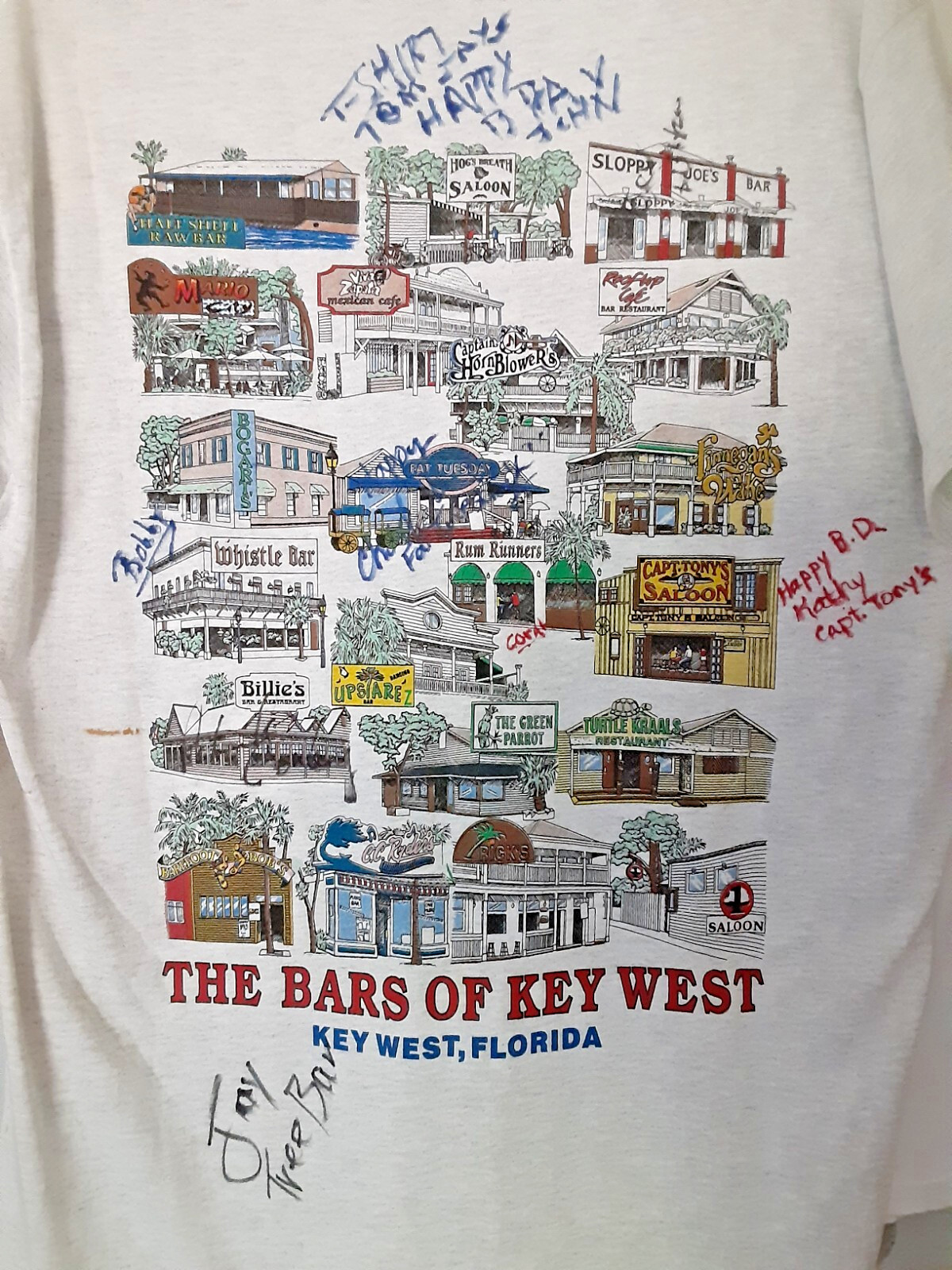 Bars of Key West Florida T Shirt Adult L – Bartender Signed – Delta Pro Weights