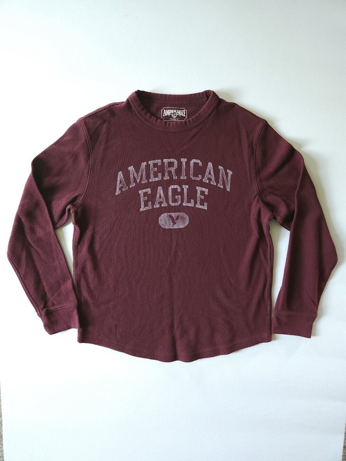 American Eagle Thermal Waffle Preppy Super Soft Graphic Shirt Mens Sz M