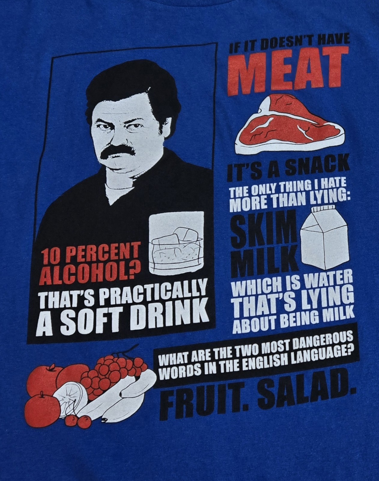Parks And Recreation T-Shirt Mens Sz Medium, Royal Blue W/Humorous Print