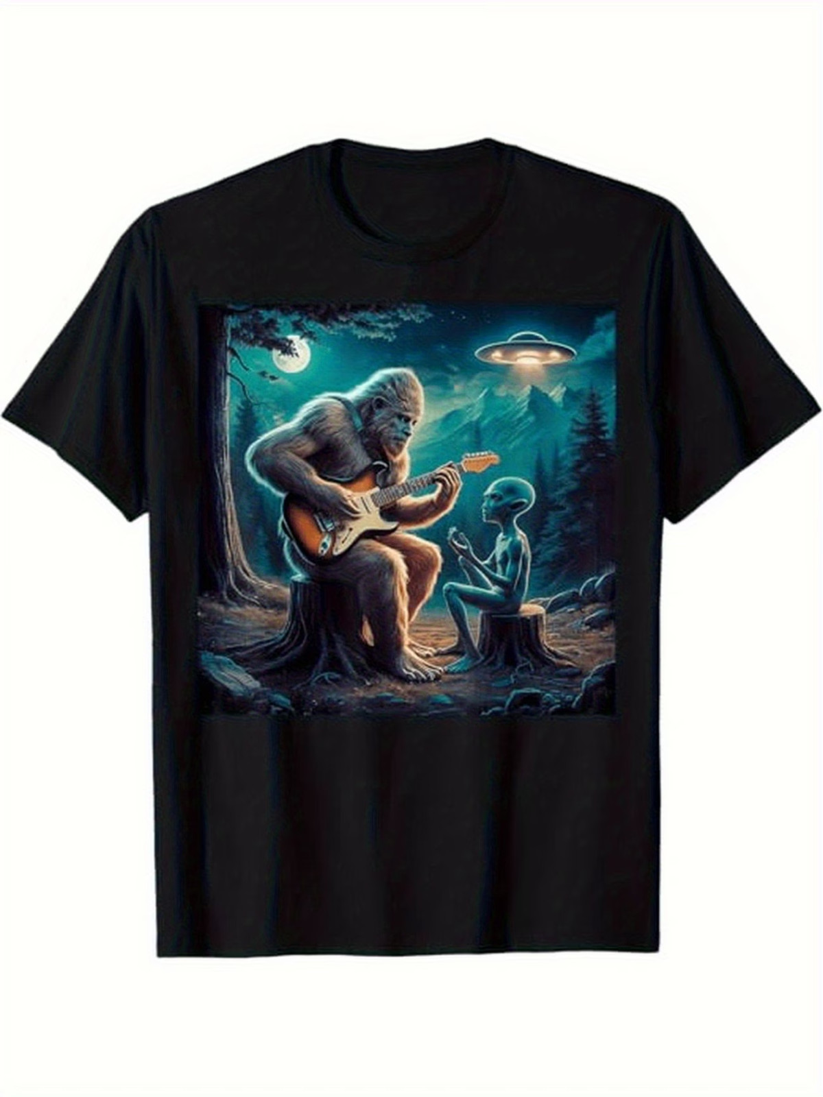 1pc Men&rsquo;s & Women&rsquo;s Retro & Alien Guitar Graphic T-Shirt – 220GSM 100% Cotton Cr