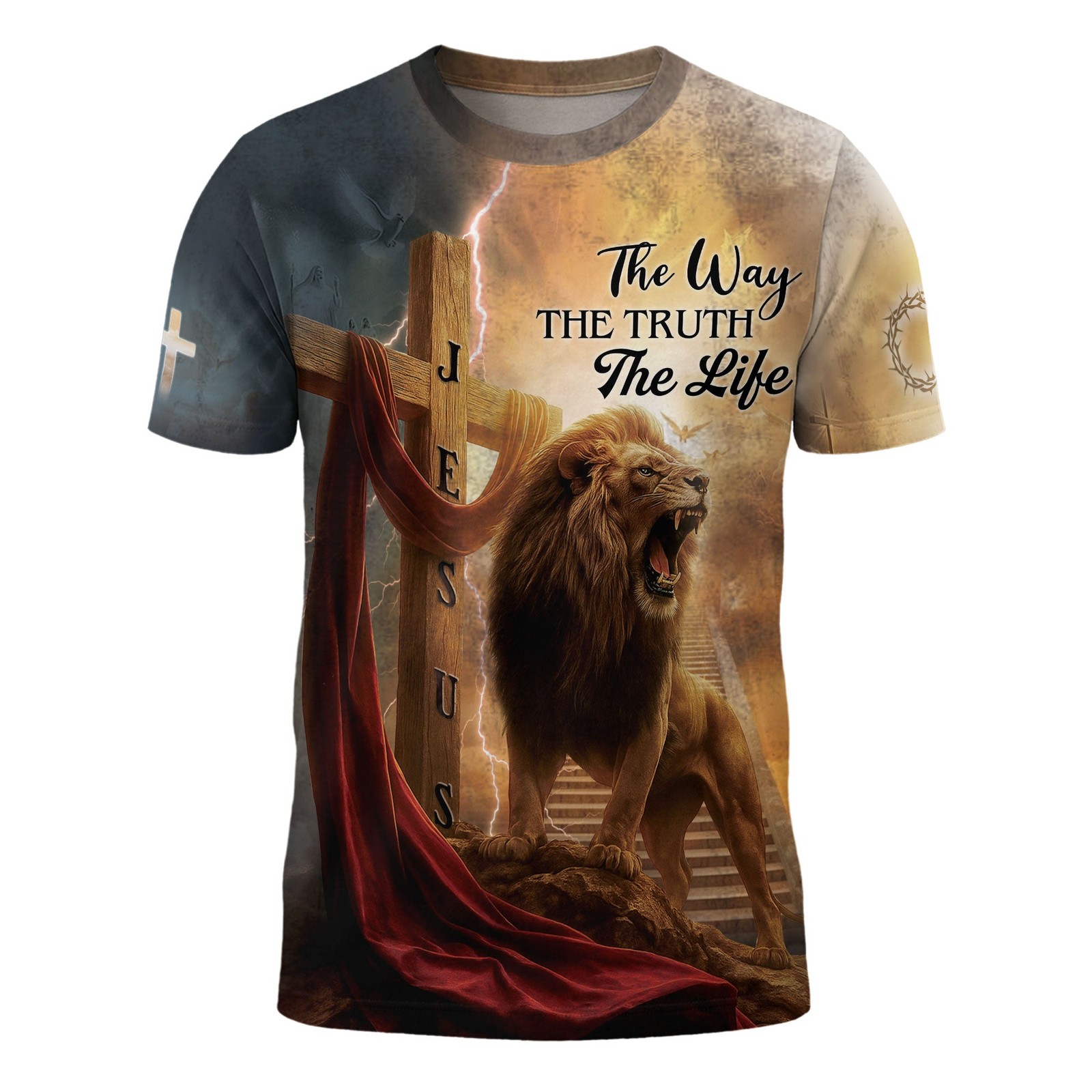 The Lion&rsquo;s Roar In The Storm The Way The Truth The Life T-Shirt Full Size S-5XL