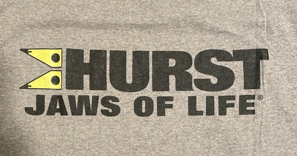 MENS FIREMATIC HURST JAWS OF LIFE GRAY HEATHERED TSHIRT SIZE LARGE