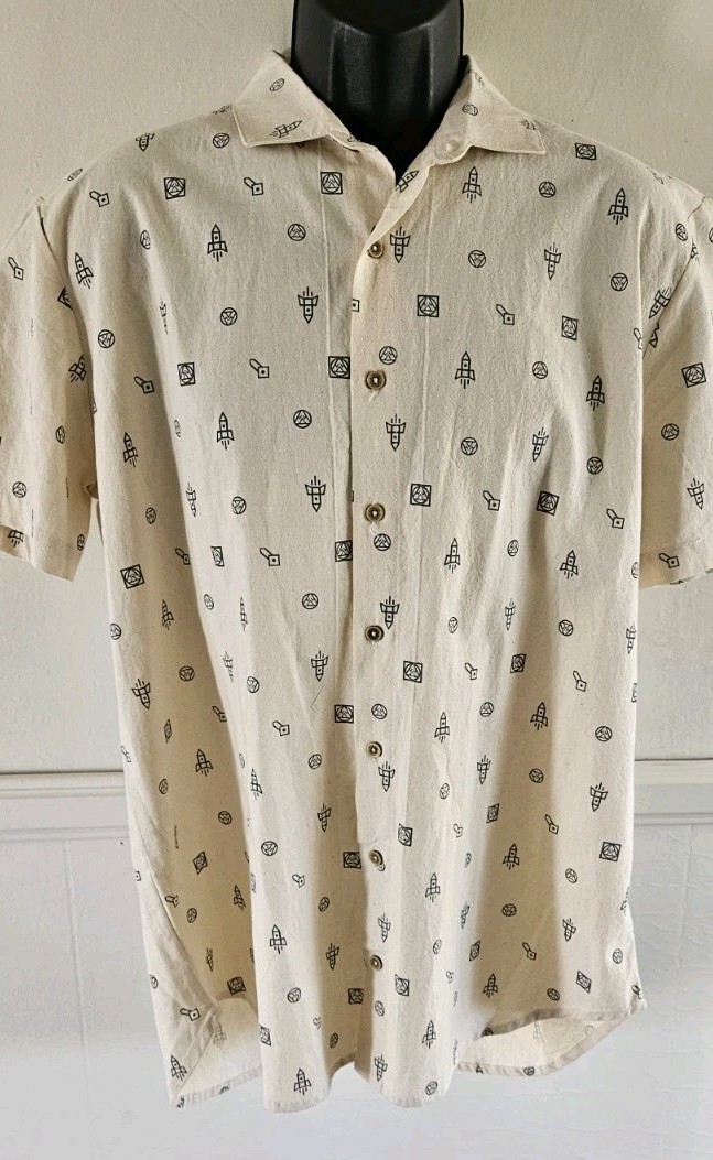 Lawless Apparel Raw Cotton Space Invaders AOP Handmade In Peru Mens S/S Sz L