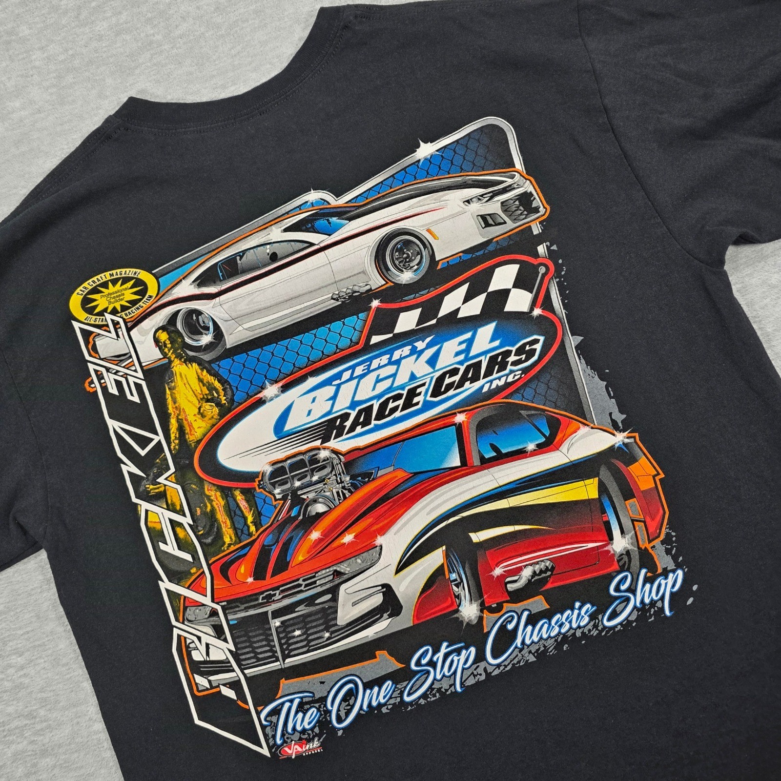 Gildan Jerry Bickel Race Cars Inc Drag Racing Graphic T-Shirt Mens Large Black