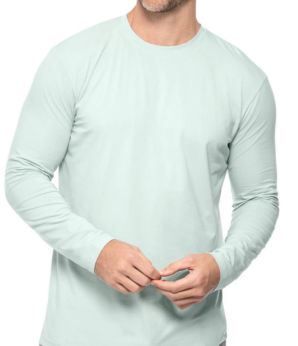 Alfani Stretch Men&rsquo;s Solid Crewneck Longsleeved Performance Shirt Cloud Blue New