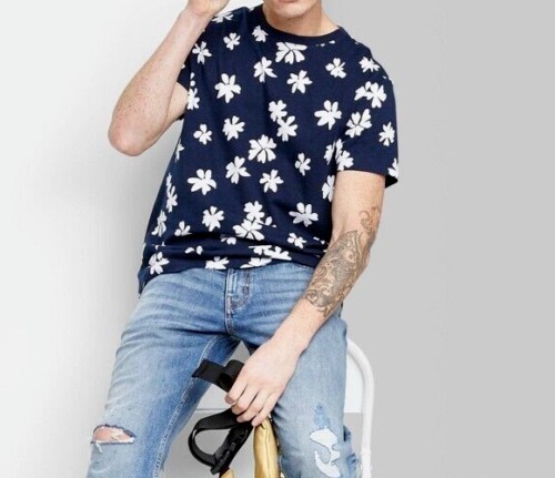 Original Use Men&rsquo;s Size XL Floral Print Short Sleeve T-Shirt Navy Blue