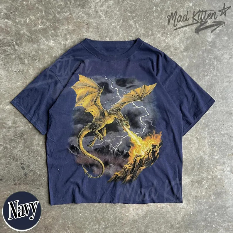 Vintage Dragon Comfort Tee Retro Style Graphic Shirt Men Women Soft Feel
