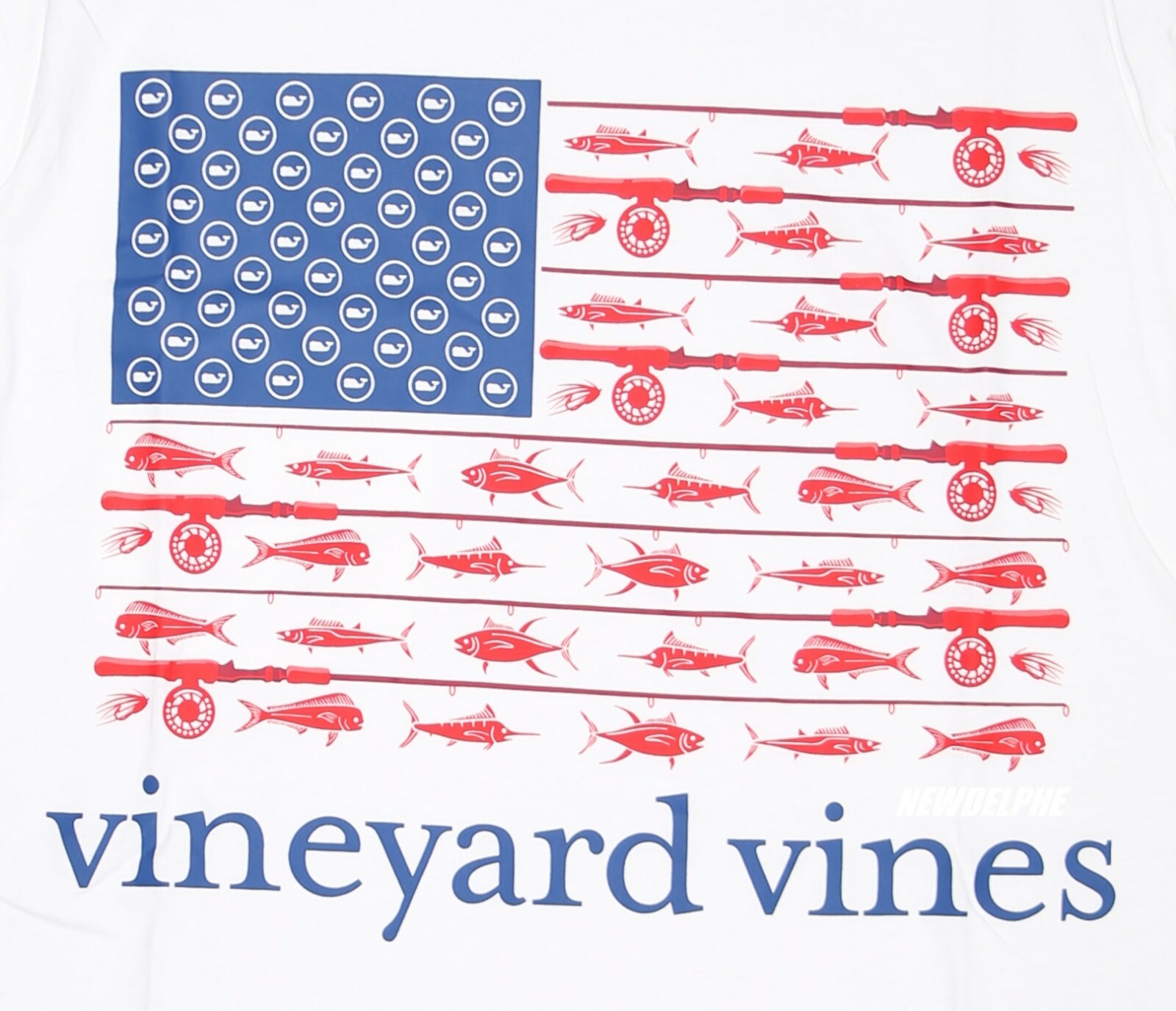 NWT Vineyard Vines Men SS Whale Pocket Crew T-Shirt Tee « FLAG REEL » Edition