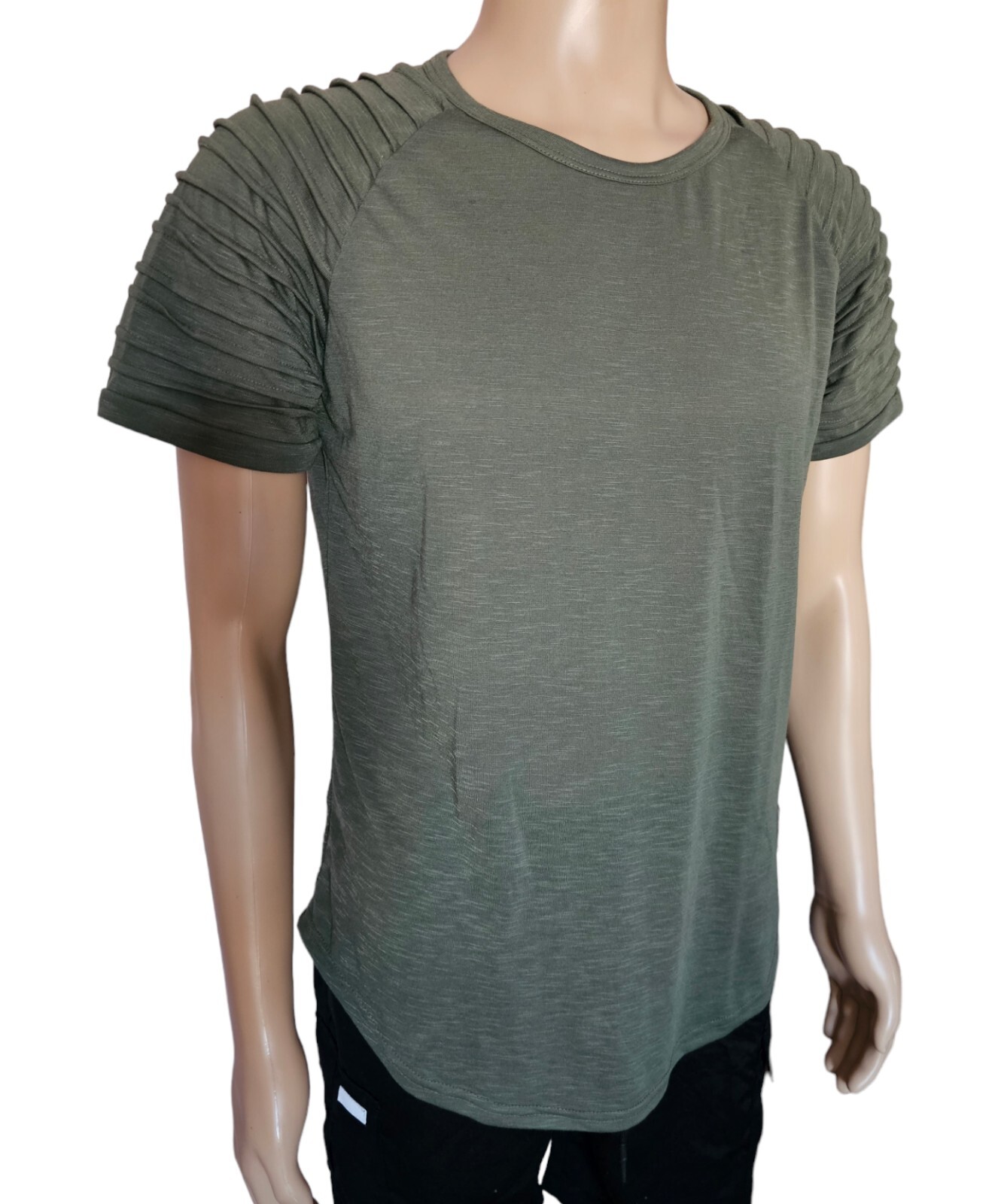 Men&rsquo;s Tee Shirts Curved Hem Ruched Sleeve T-shirts For Men
