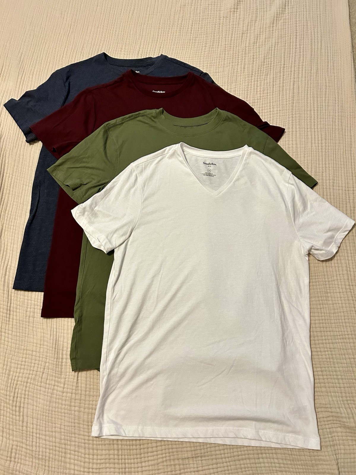 4 Goodfellow & Co Shirts Mens Medium Every Wear Tee Blue Burgundy Green White