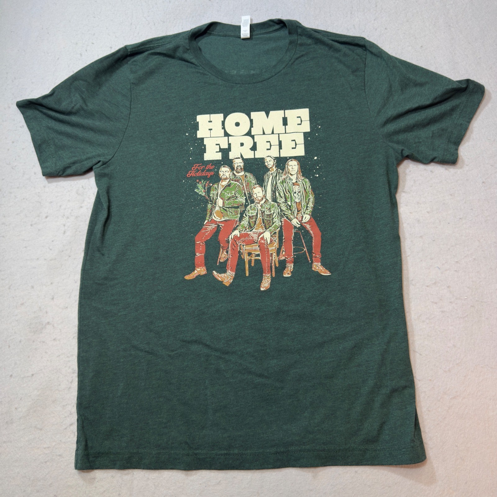 Home Free Graphic T-Shirt Unisex XL Green Excellent For the Holidays Band Tee