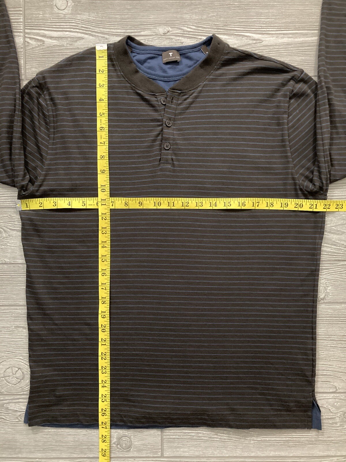 Left Coast Tee Long Sleeve Henley Mens Size Medium