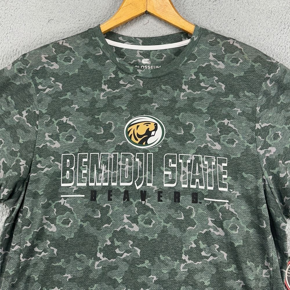 NEW Bemidji State Beavers T-Shirt Mens Large Green Camo Athetic Tee Colosseum