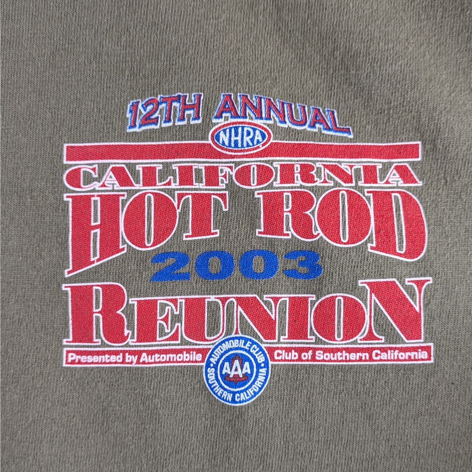 Vintage 2003 Mens Drag Racing L T-Shirt 12th NHRA Hot Rods AAA Auto Club Reunion