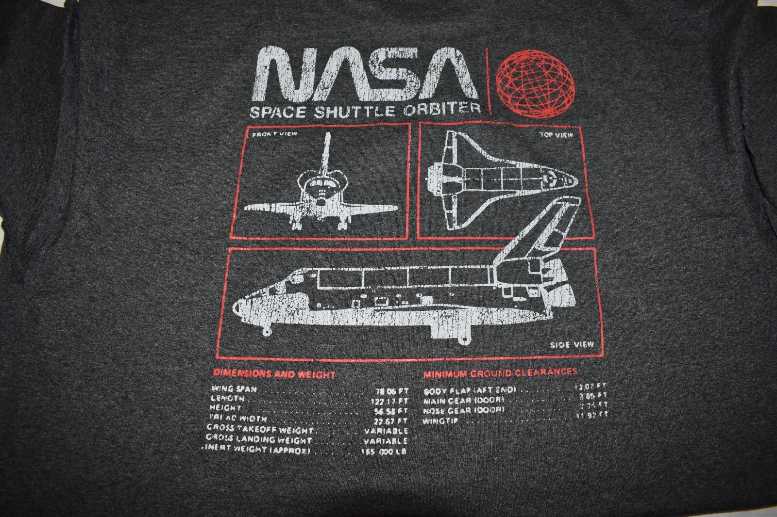 Fifth Sun NASA Mens NASA Space Shuttle Orbiter Stats Shirt New 4XL