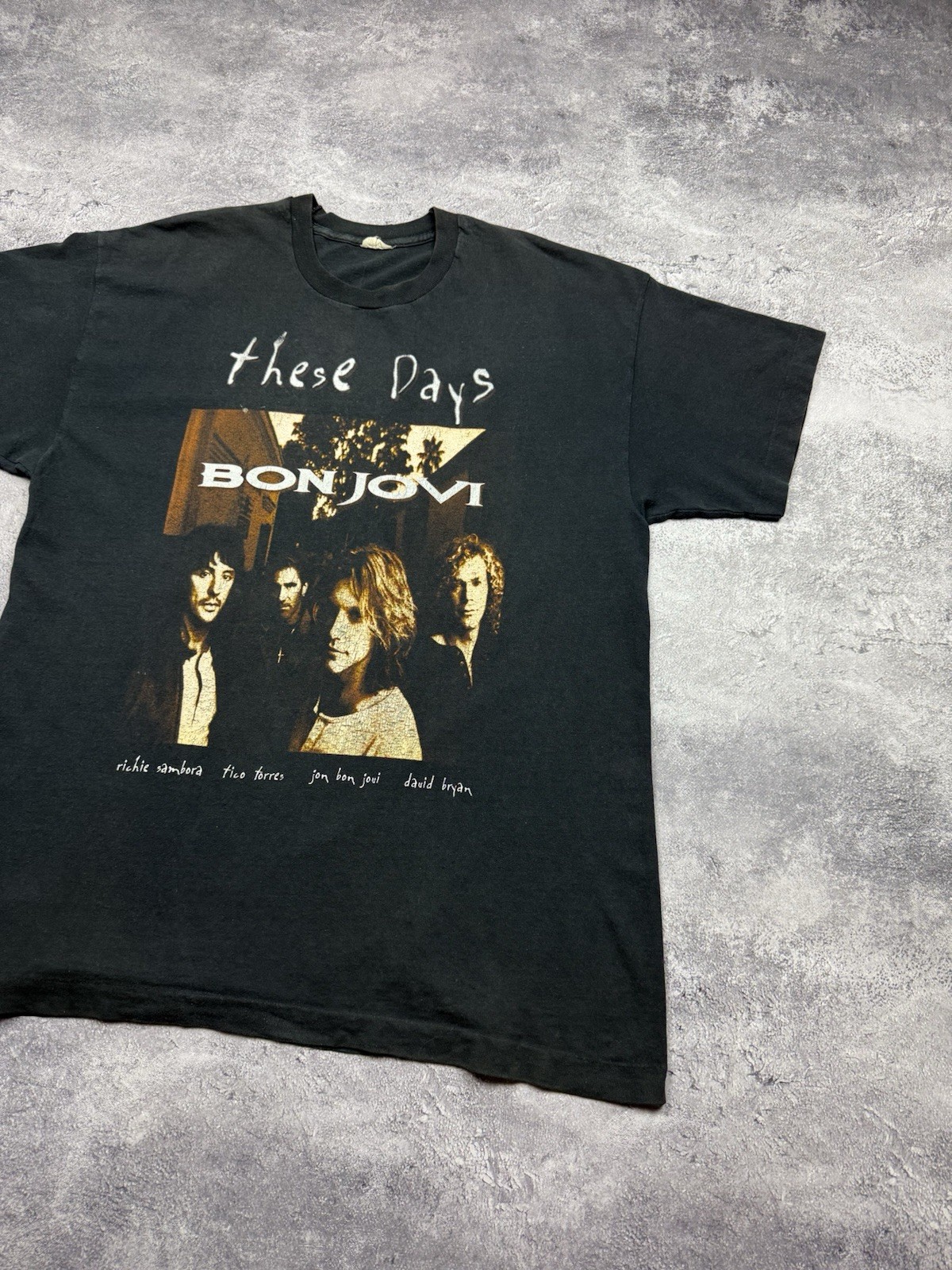 Vintage 1996 Bon Jovi These Days Rare Tour T-Shirt Single Stitch Black Size XL