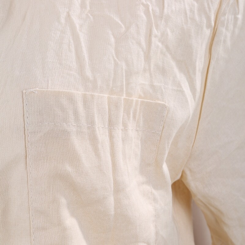 Men Stand Collar Buttons Front Linen Shirts Solid Color Loose Pullover Top M-3XL