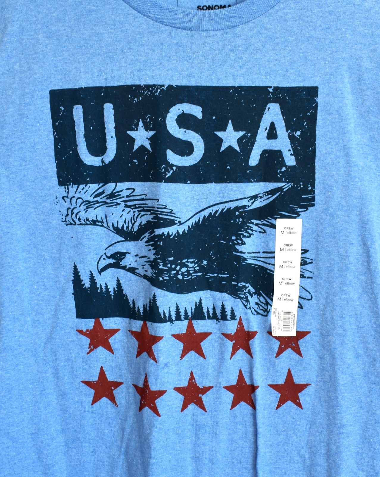 Men&rsquo;s Sonoma Elbow T-Shirt Short Sleeve Crew Neck MEDIUM Light Blue Heather NEW