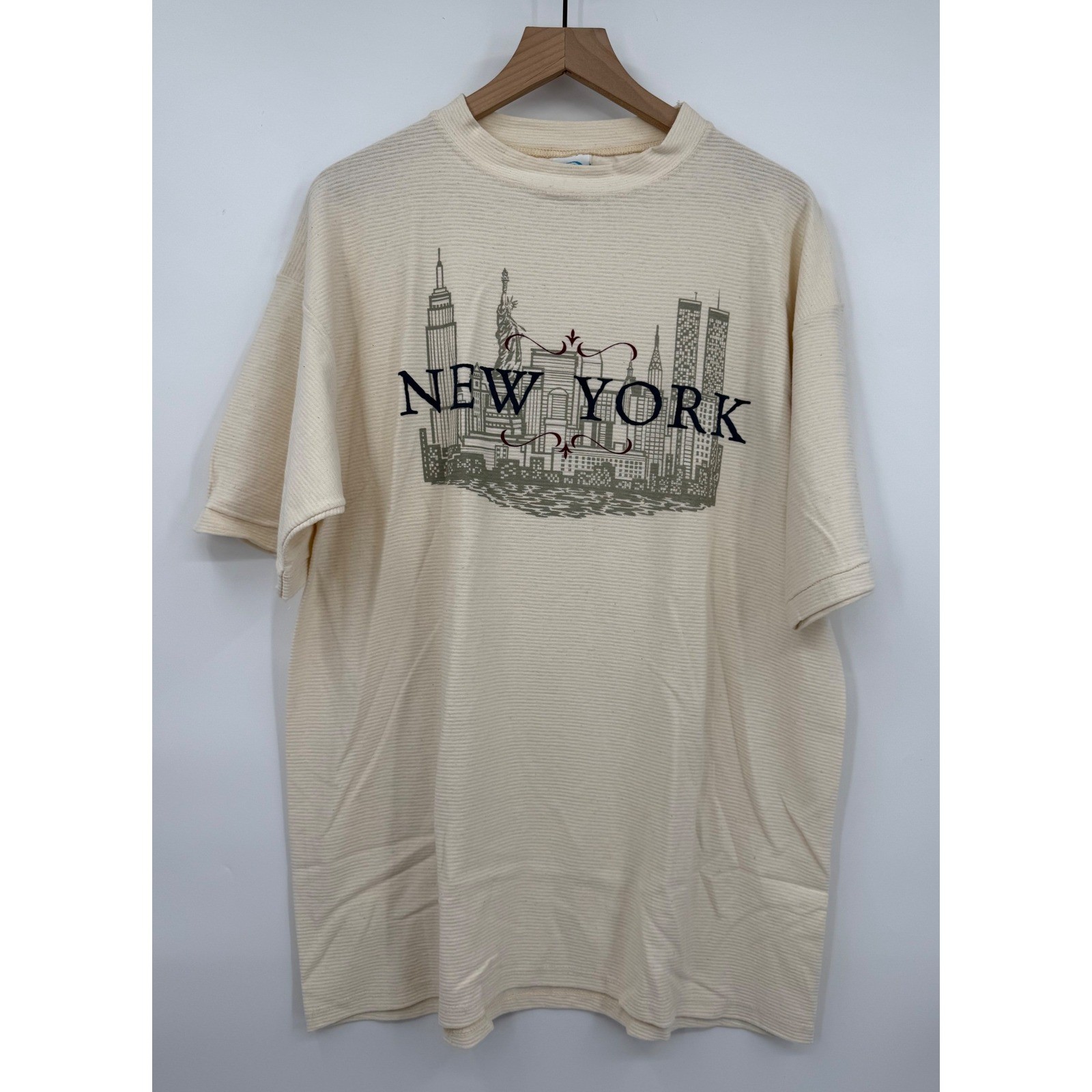 Vintage New York City Shirt Mens XL Cream Graphic Made USA