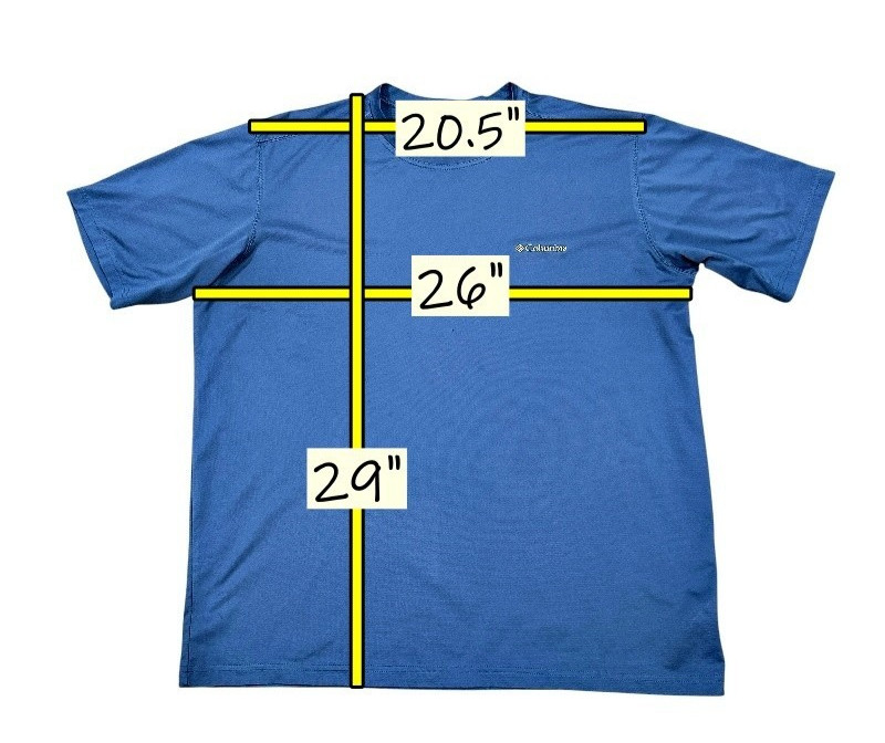 Columbia Mens XL Omni Wick Advanced Evaporation Blue Performance T Shirt 26 x 29