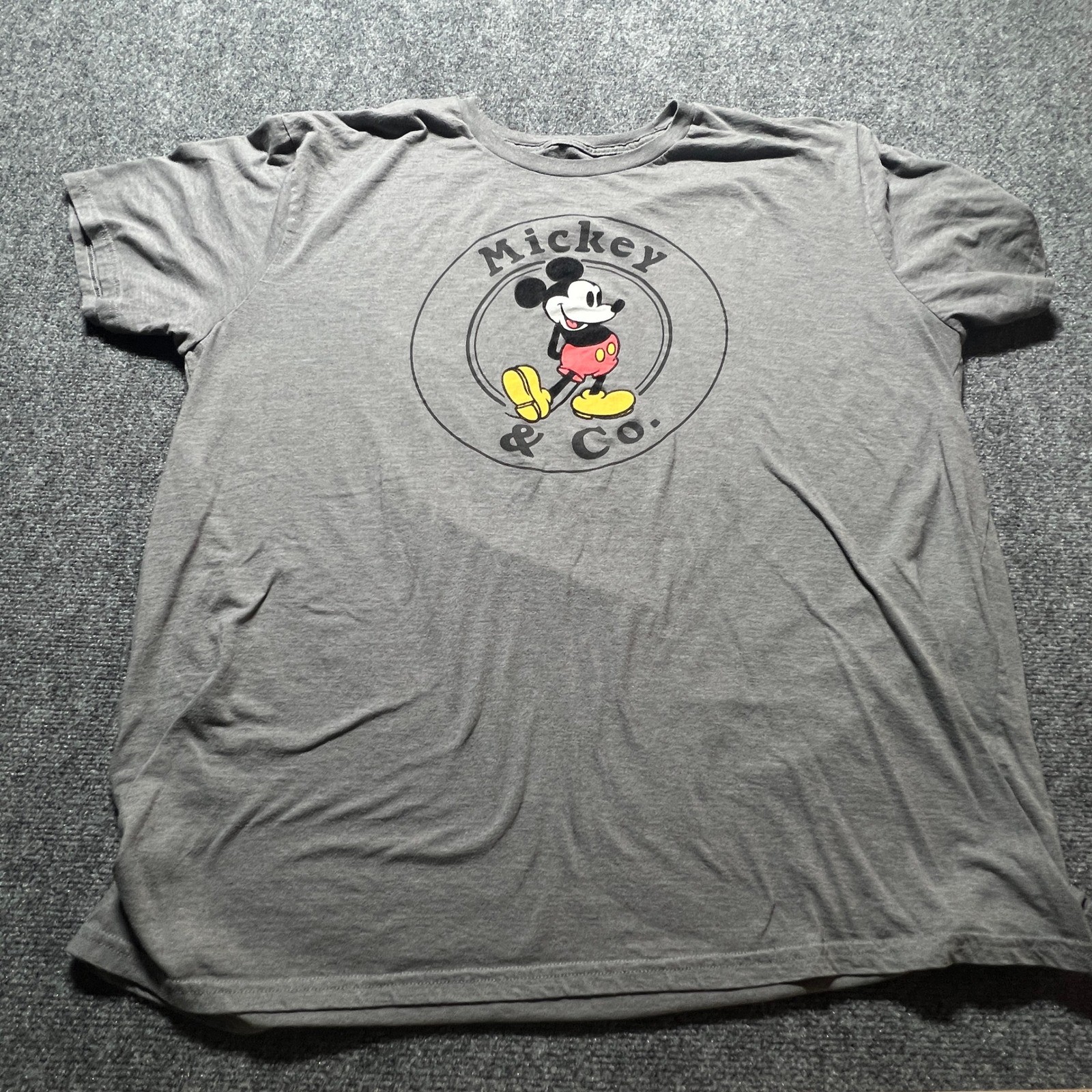 Disney Mickey & Co Mens 3XL Gray Graphic T-Shirt Mickey Mouse Short Sleeve Tee