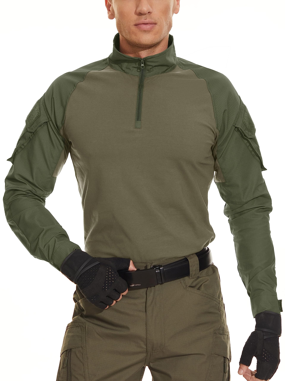 Men&rsquo;s 1/4 Zip Shirts Long Sleeve Ripstop Top Outdoor Work Hiking Training Shirts
