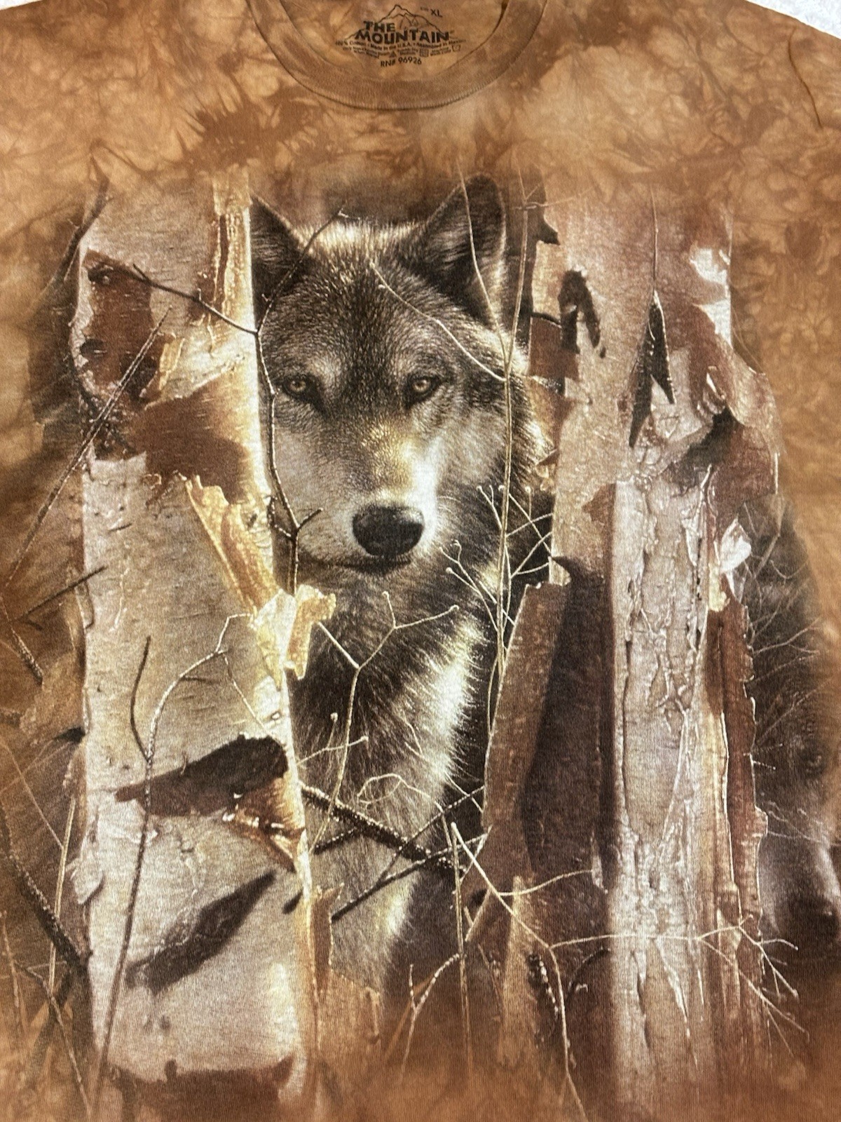 The Mountain 2011 Collin Bagel Wolf Woodland Fall Camo All Over Print Shirt XL