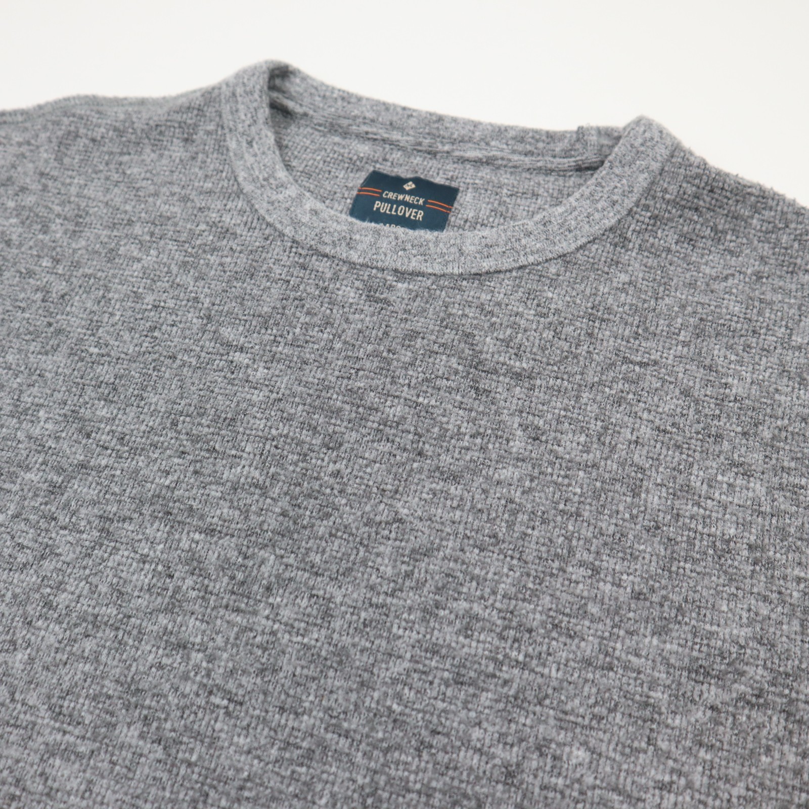Members Mark Waffle Knit Crewneck Pullover Shirt Mens Large Gray Heritage Cotton