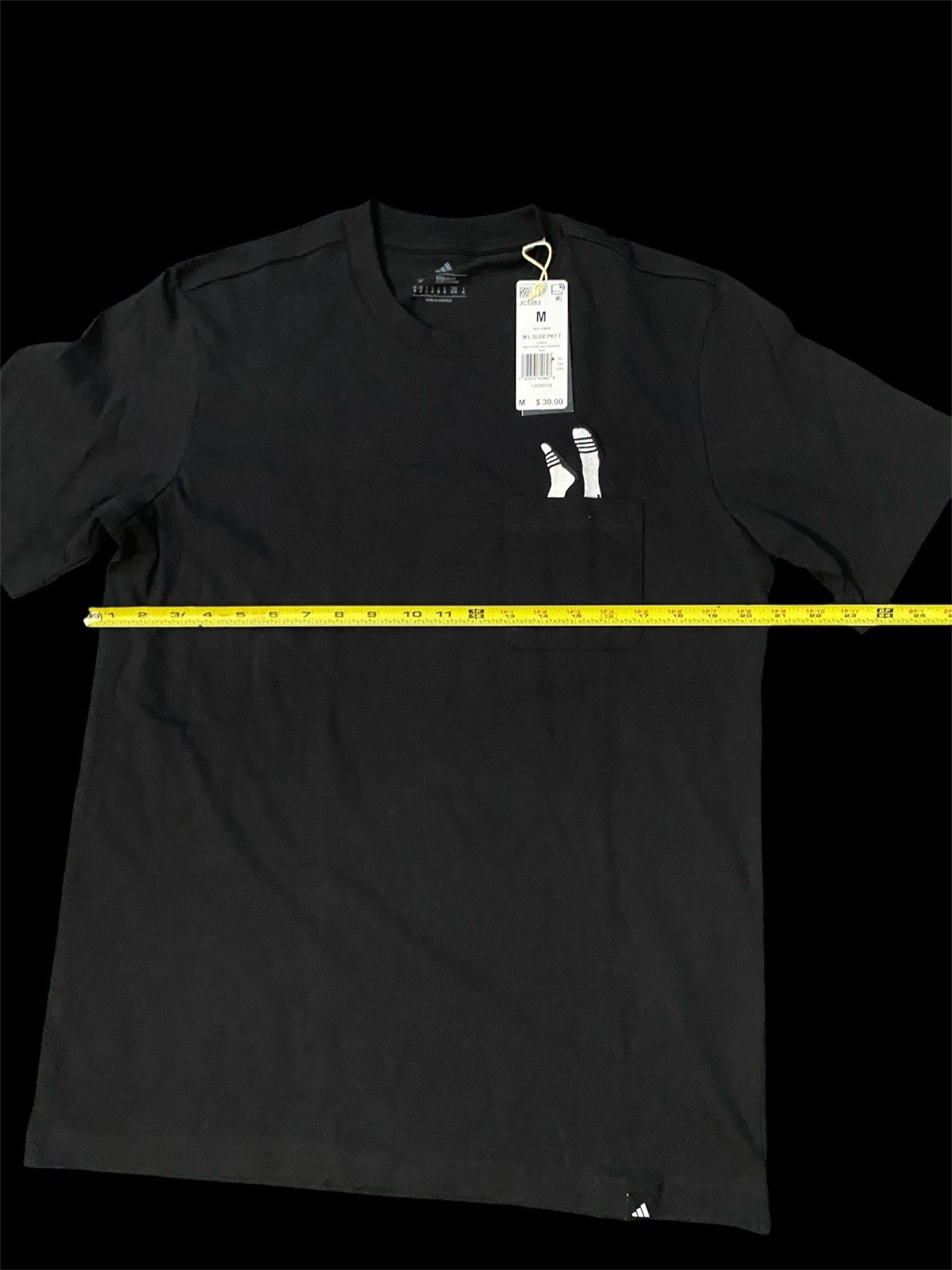 Adidas-Lounge Slides Pocket T-Shirt-Men’s Size: Medium-Color: Black/White-NEW!!
