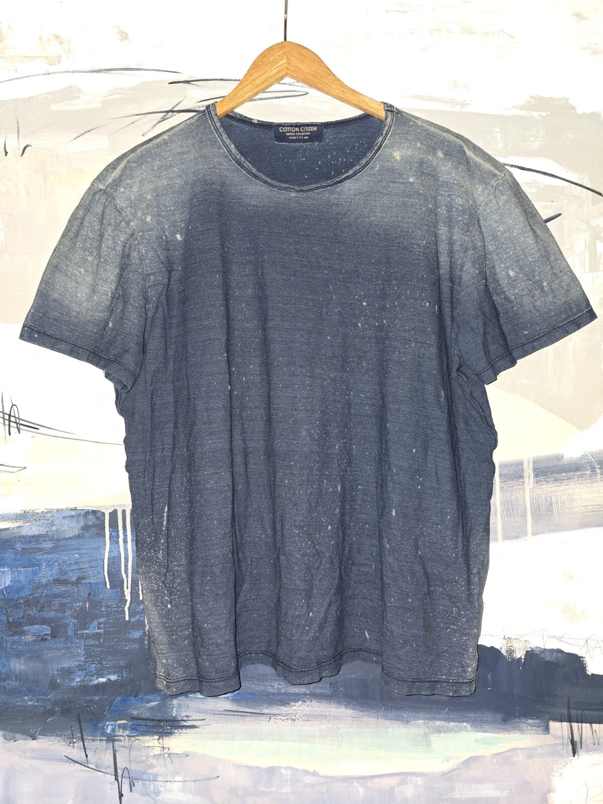 Cotton Citizen Indigo Blue Distressed T-Shirt Large