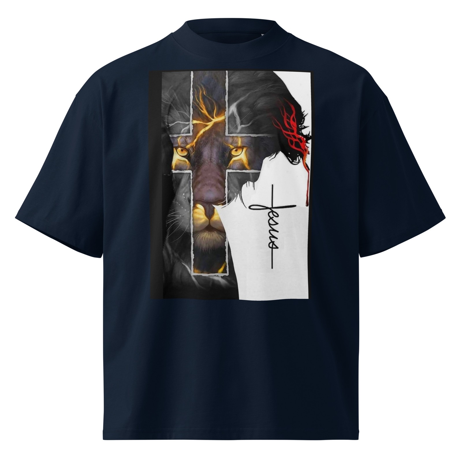 Unisex organic oversized high neck t-shirt
