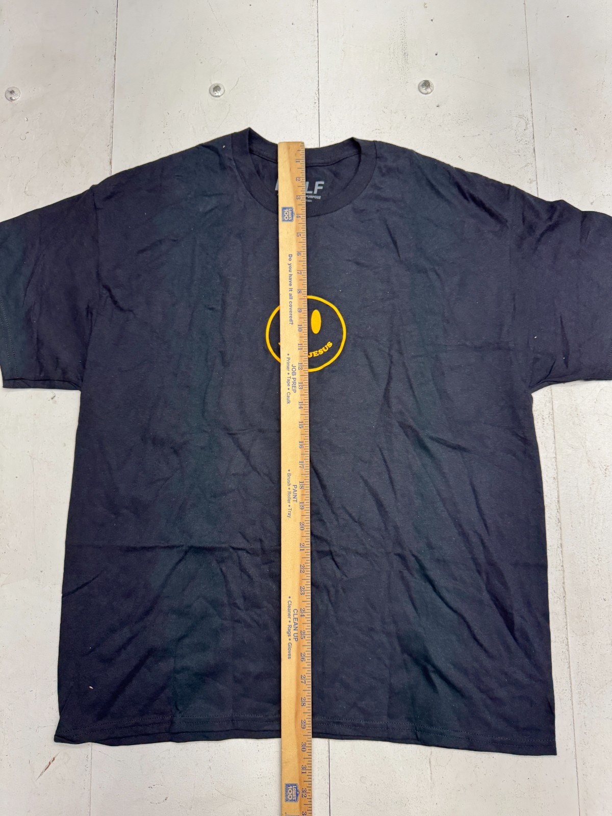 He Would Love First Solid Black Smiley Face Short Sleeve T shirt Mens Size XL