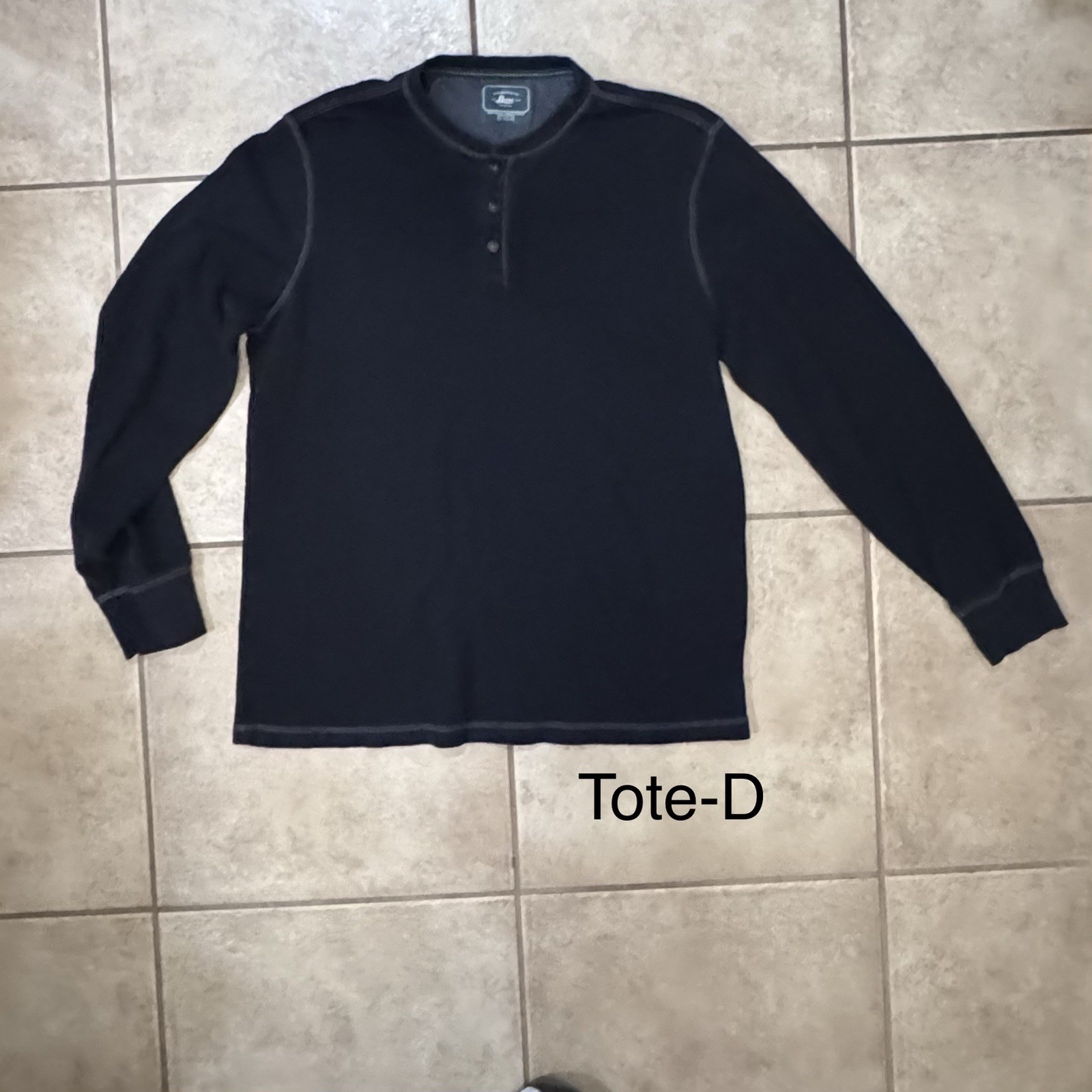 GH Bass Co Shirt Mens XL Black Long Sleeve Henley Collar Pullover