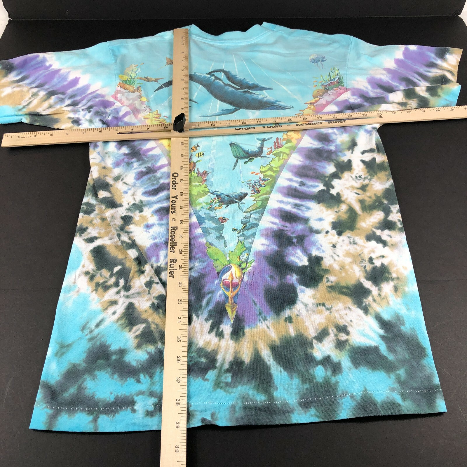 Vintage 90&rsquo;s Liquid Blue Shirt Men&rsquo;s Medium Aquatic AOP John Connell Half Baked