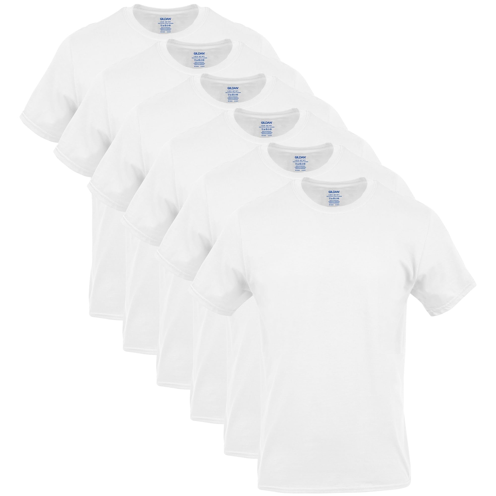 Gildan Men&rsquo;s Crew T-Shirts Multipack Style G1100 6 White (6-pack) Medium