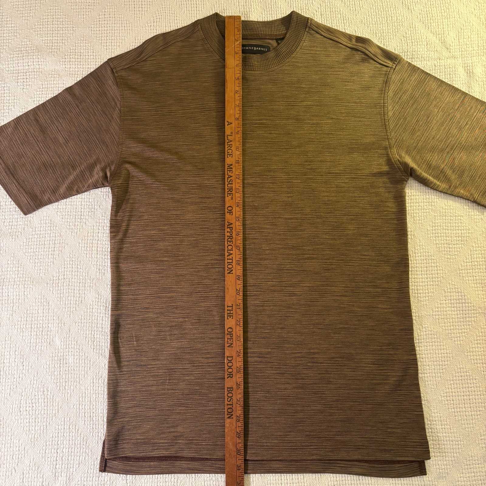VTG Jhane Barnes 100% Silk Shirt Mens M Brown Textured Knit Short Sleeve Tee