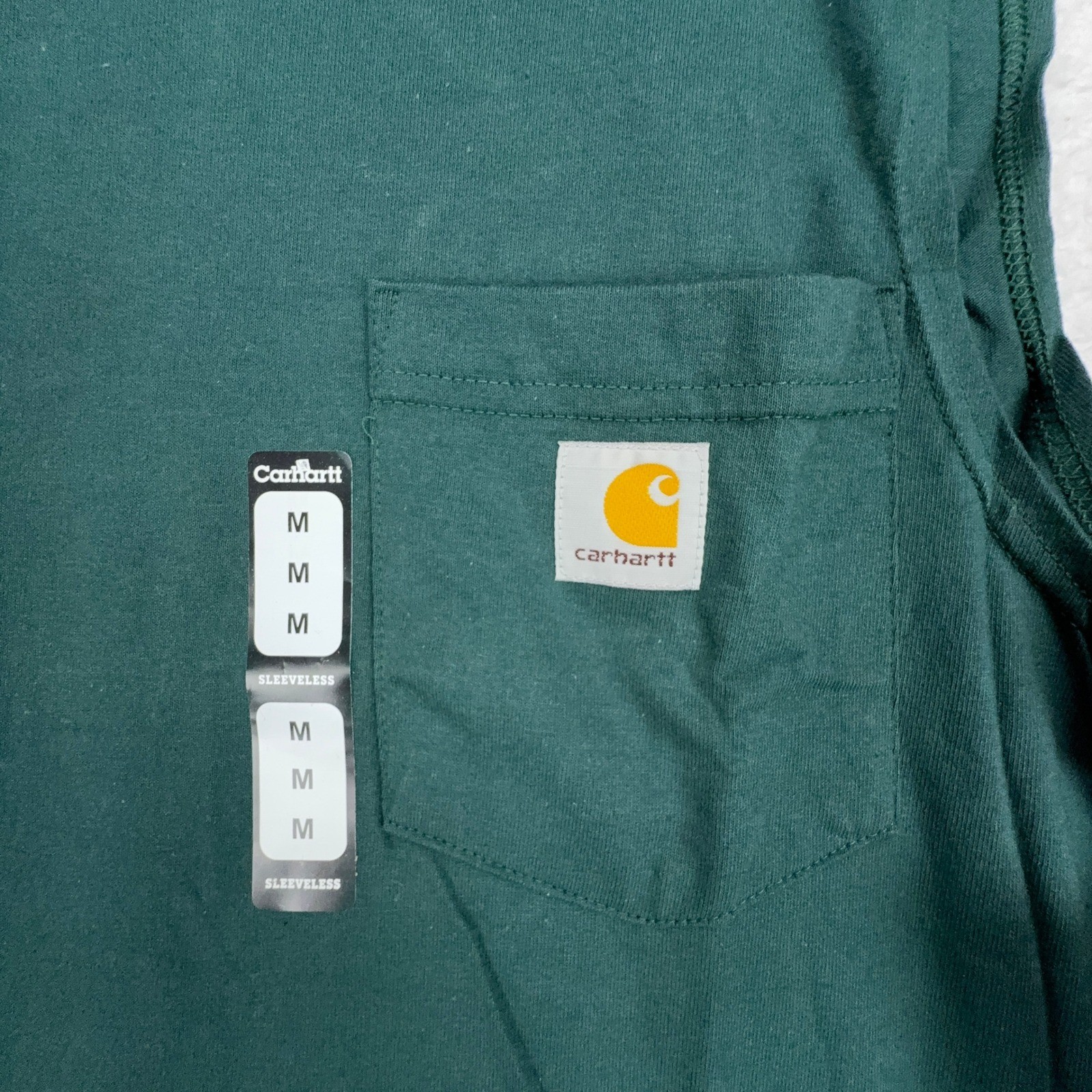Carhartt Mens K213 HTG Sleeveless Pocket T-Shirt Dark Green Hunter Green Medium