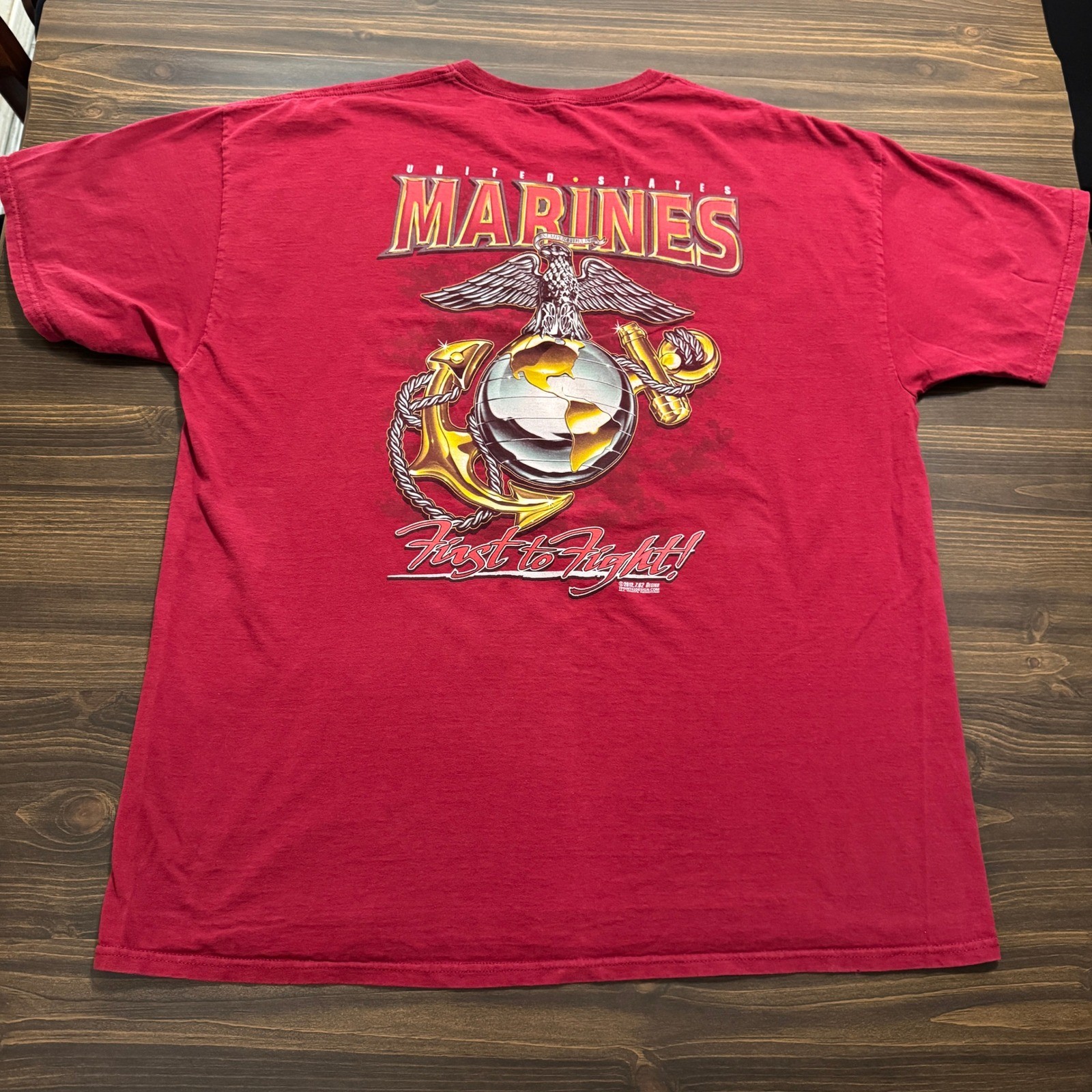 United States Marines T Shirt Mens 2XL Red First To Fight Double Graphic 7.62